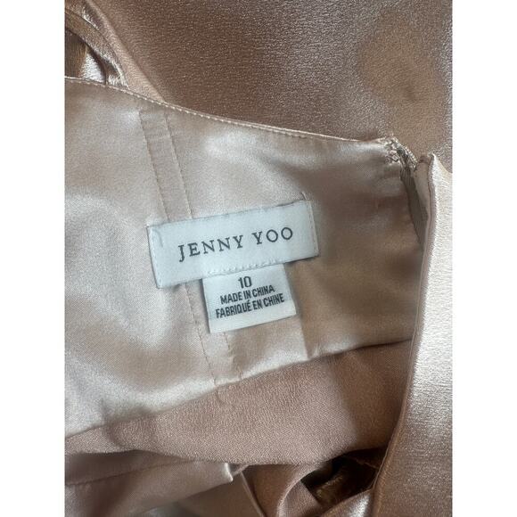 Jenny Yoo Women's Chase Champagne Satin Slip Dress Size 10 Spaghetti Strap Gown - Picture 8 of 9